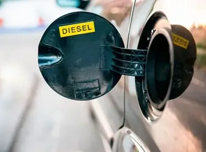 A close-up image of a diesel fuel cap.